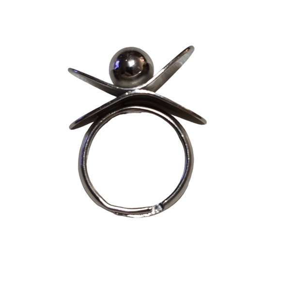 Metal Flower Adjustable Ring L12 - Picture 3 of 3
